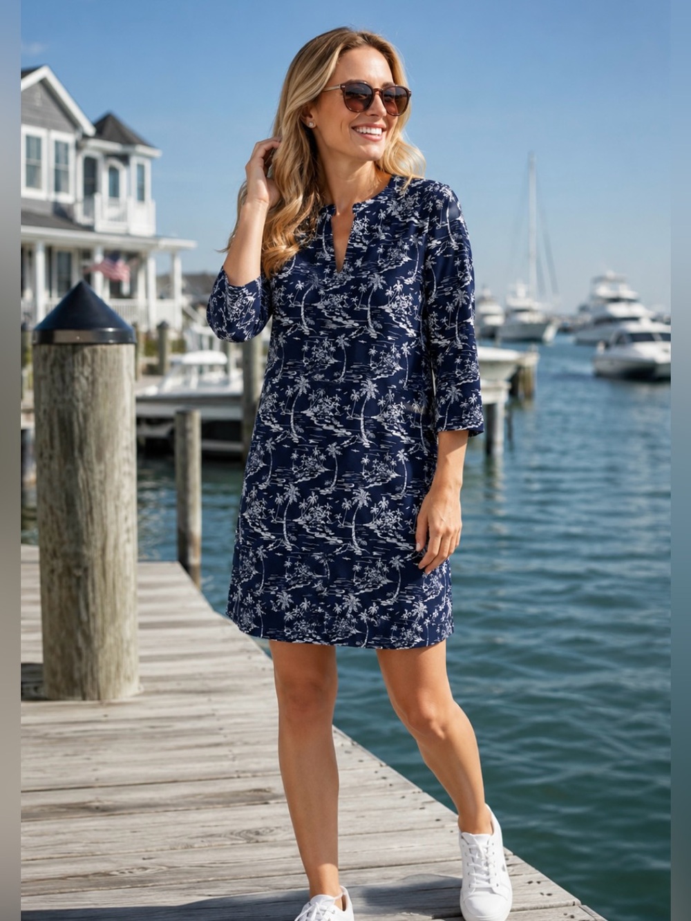 Judy Connally Megan Dress Jude Cloth NWT Island Getaway Navy Size S